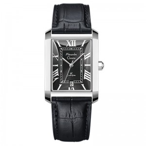 Alexandre Christie AC 8714 Silver Black Leather Man MDLSSBA